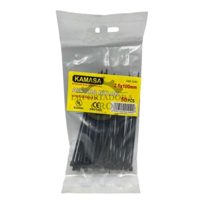 Amarra Plastica Negra 2.5x100mm 50pcs km1440n1