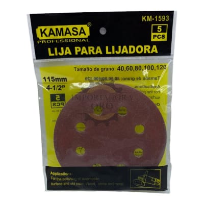 Juego de disco de lija con velcro 115mm 5 piezas km15931