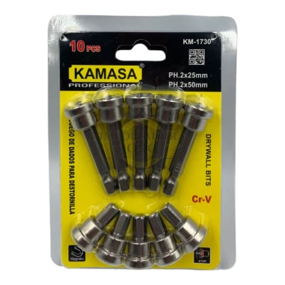 Set de puntas Phillips con tope 10 piezas km17301