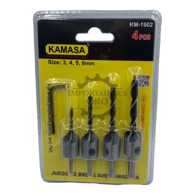 Set de Brocas piloto avellanador 4 piezas km1902