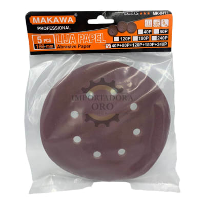 Juego de disco de lija con velcro 180mm 5 piezas Mk04131