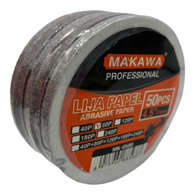 Disco de lija con velcro 115mm 50 unidades mk0580p80