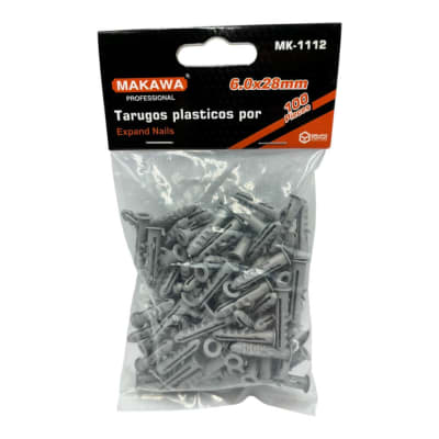 Tarugo Plastico 6x28mm con Tope 100unidades MK1112