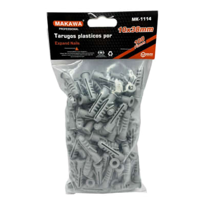 Tarugo Plastico 10x38mm con Tope 100unidades MK1114