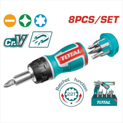 Juego destornillador Ratchet 8 en 1 Stubby TACSD1726