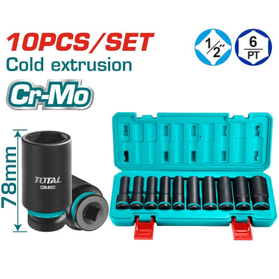 Juego Dados Largos de Impacto 10 Piezas 1/2