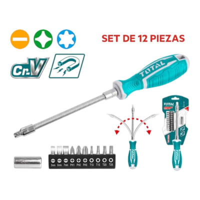 Juego destornillador con Eje Flexible 12pcs THT250FL1206