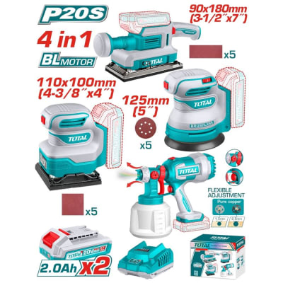 Kit de 3 Lijadoras y Pistola de Pintura Inalambrica 20V TOSLI2503831