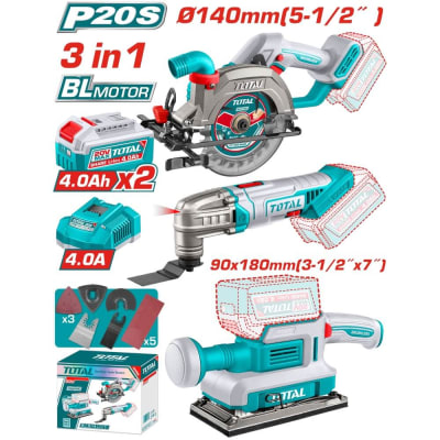 Kit Sierra Circular + Lijadora + Herramienta Multifuncional TOSLI2507811