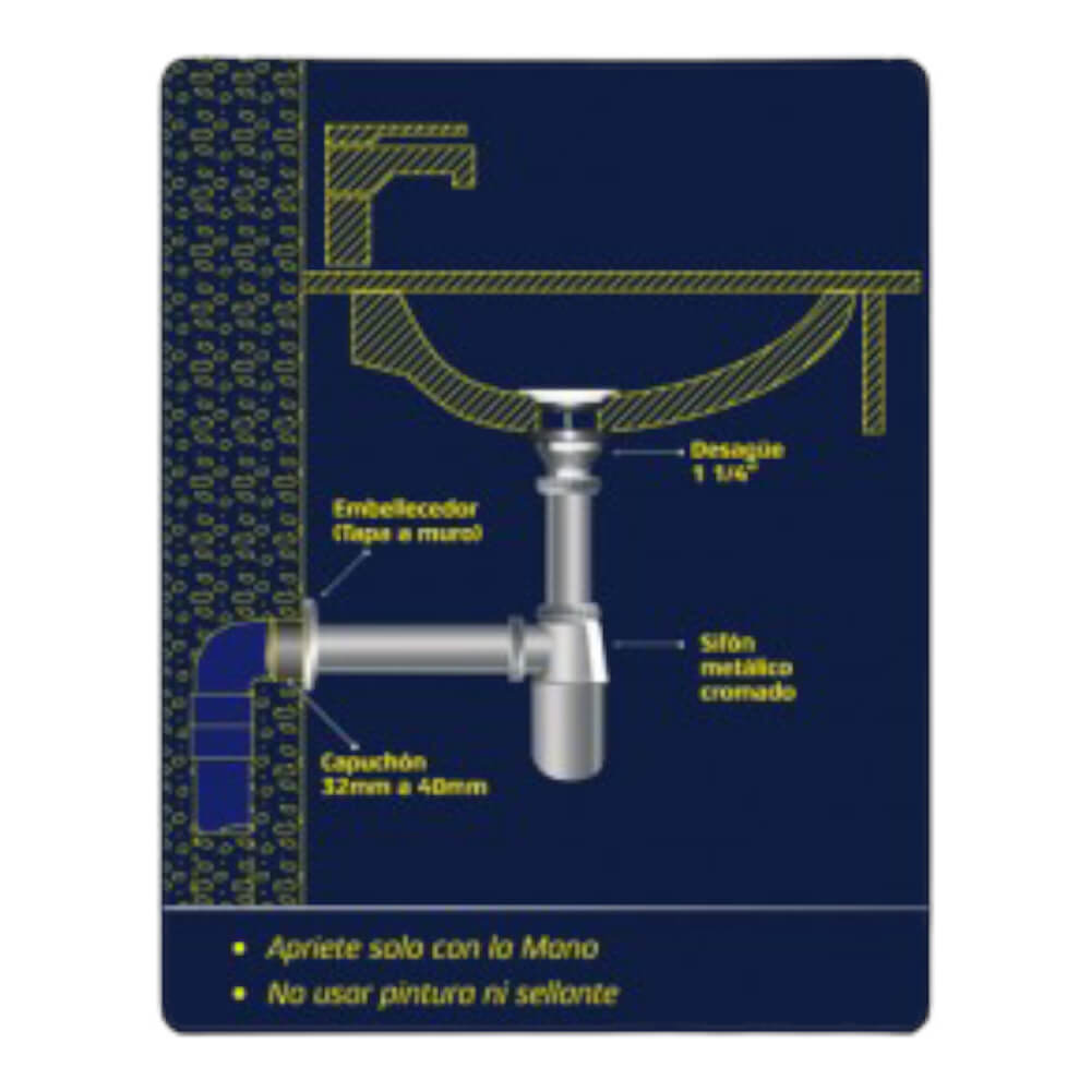 Sifón Lavatorio Metálico 11/4