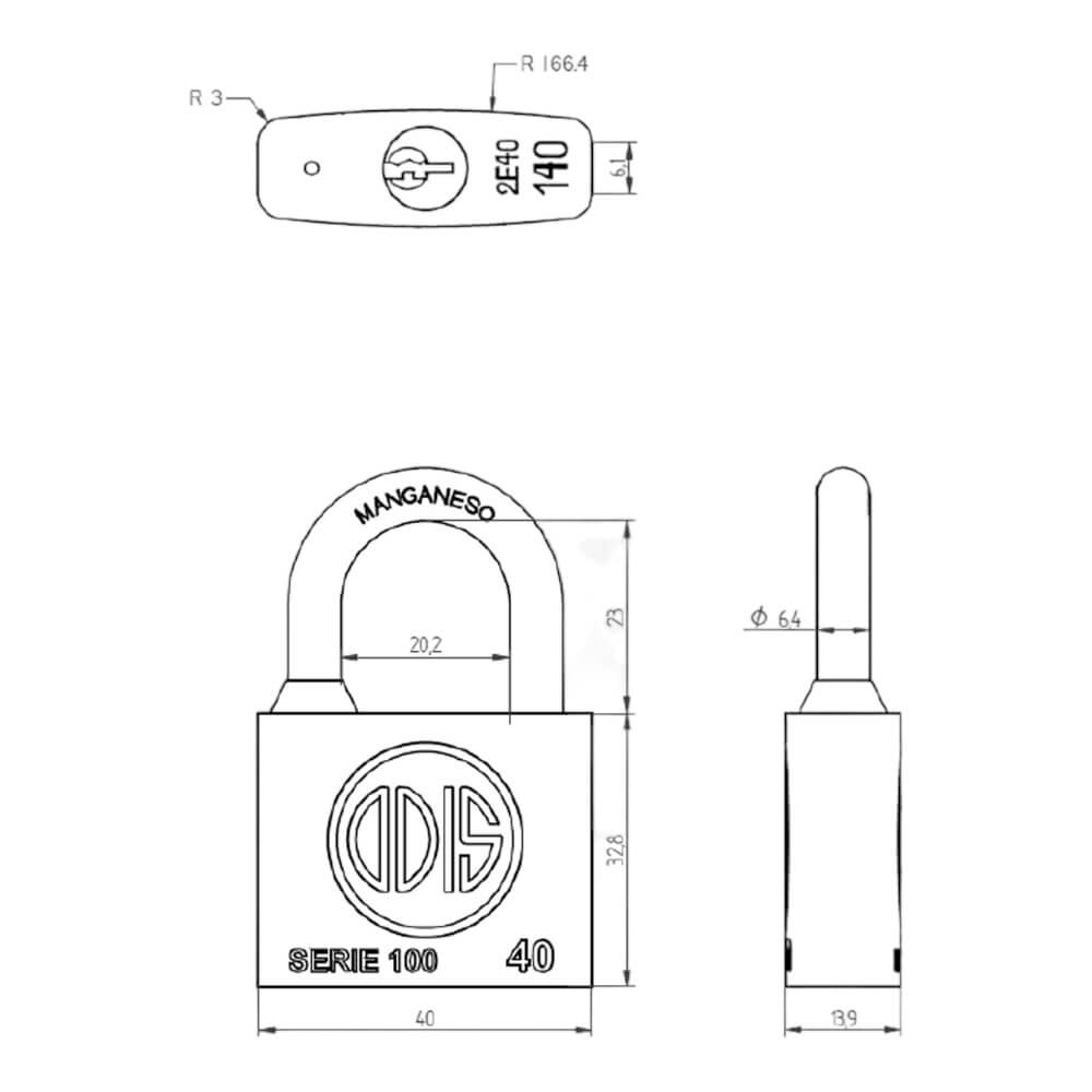 Candado Odis 140 40mm CAN00000235