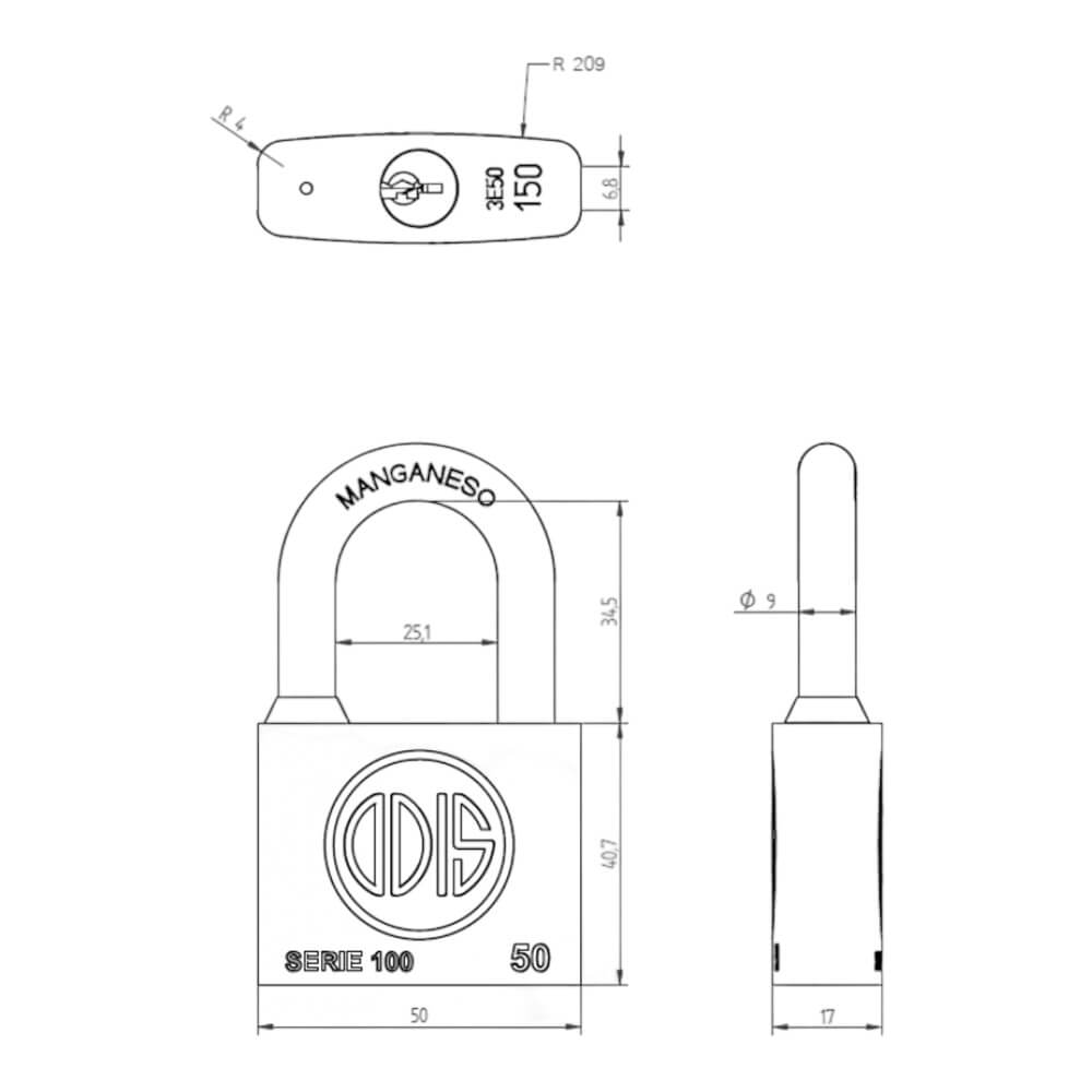 Candado Odis 150 50mm CAN00000252