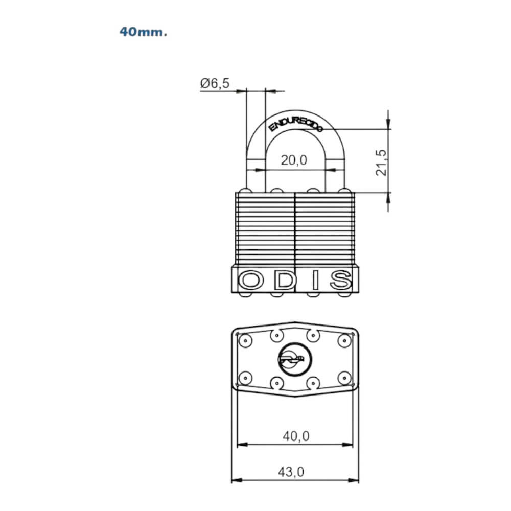 Candado Laminado Odis 40mm Acero Zincado CAN00010017