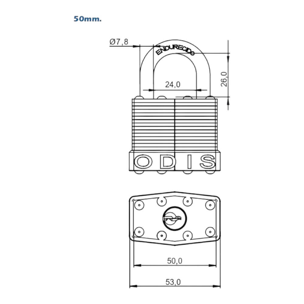 Candado Laminado Odis 50mm Acero Zincado CAN00010027