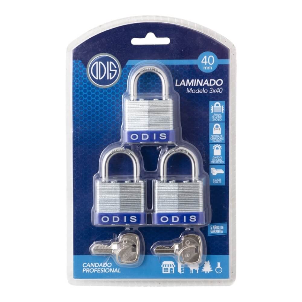 Pack 3 Candados Laminado Odis 40mm CAN0001003 0