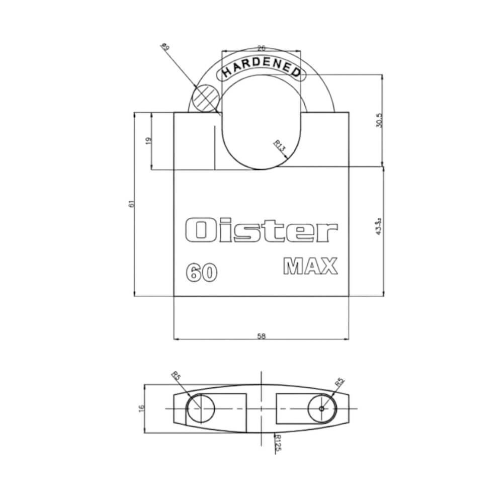 Candado Bronce Oister MAX 60mm con hombros CAN00010632