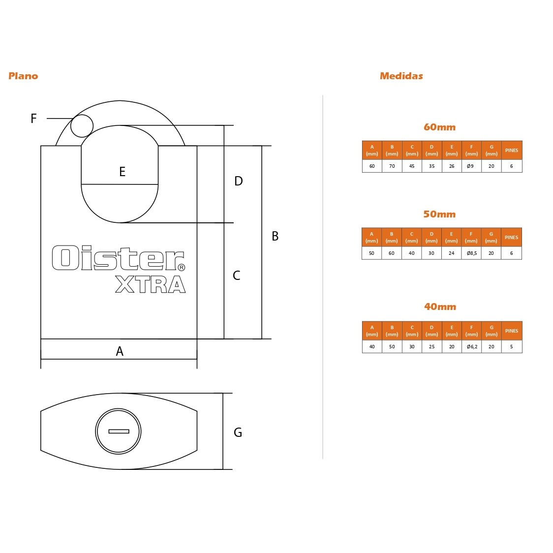 Candado Oister Xtra Con Hombro 40mm CAN00009655