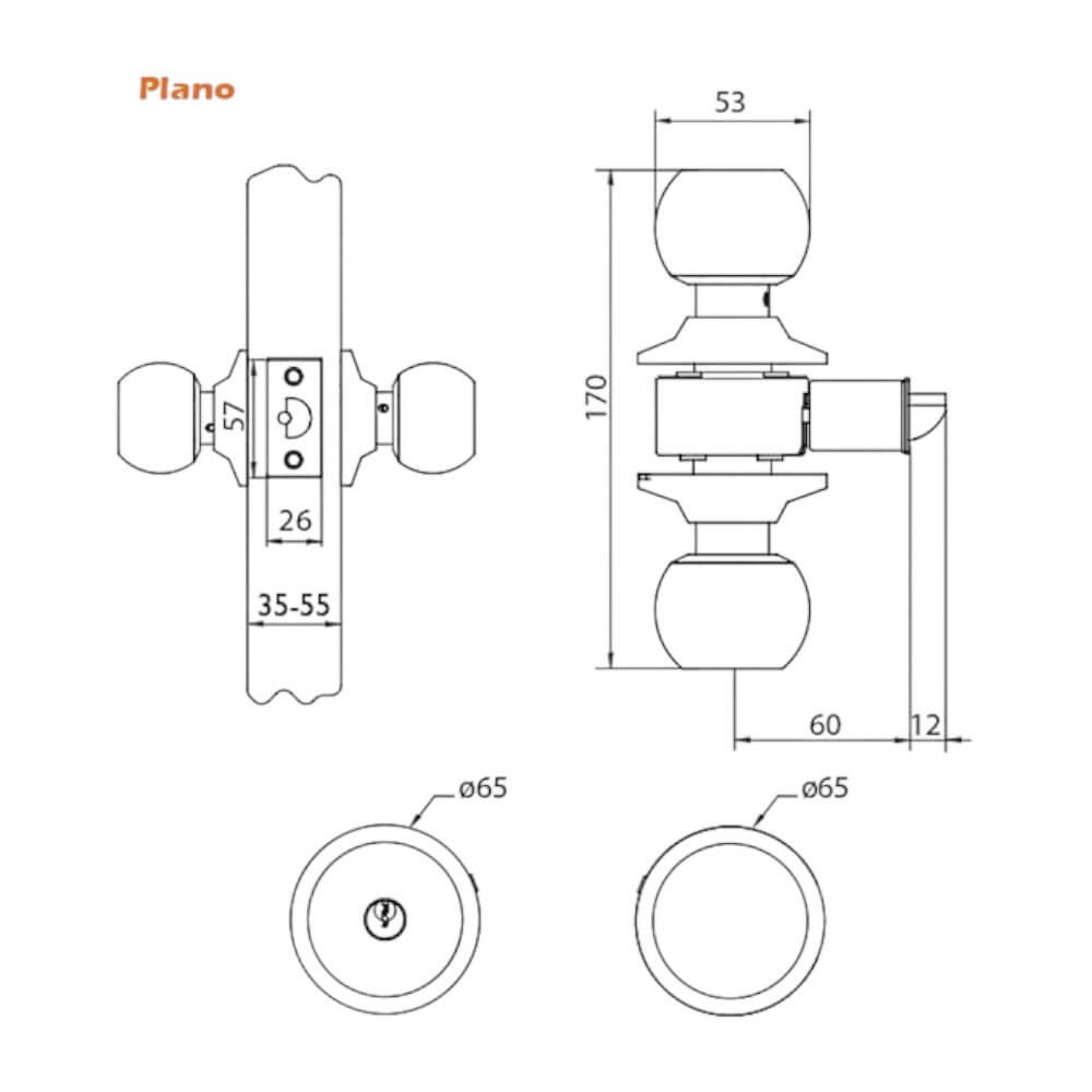 Cerradura cilíndrica Oister 101 dormitorio inox CEP00012895