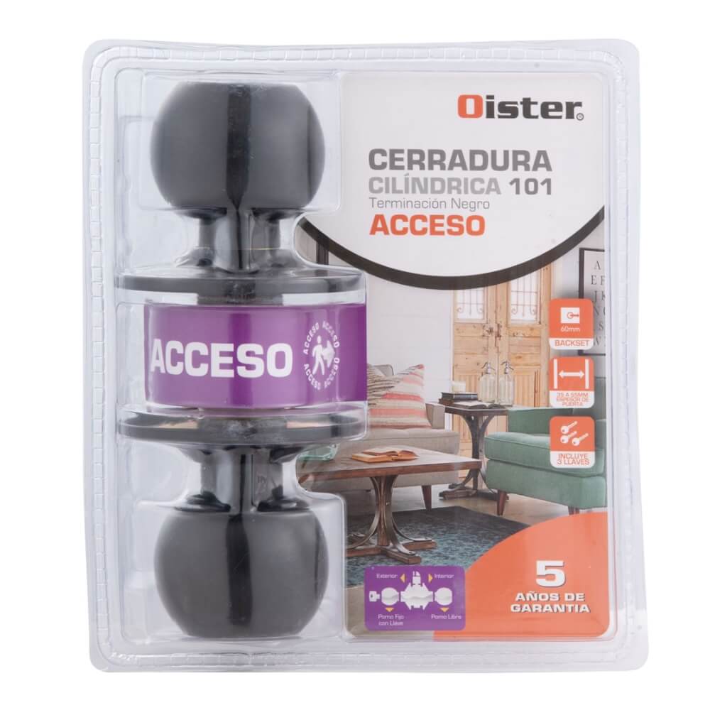 Cerradura cilíndrica Oister 101 Acceso Negro CEP00013315