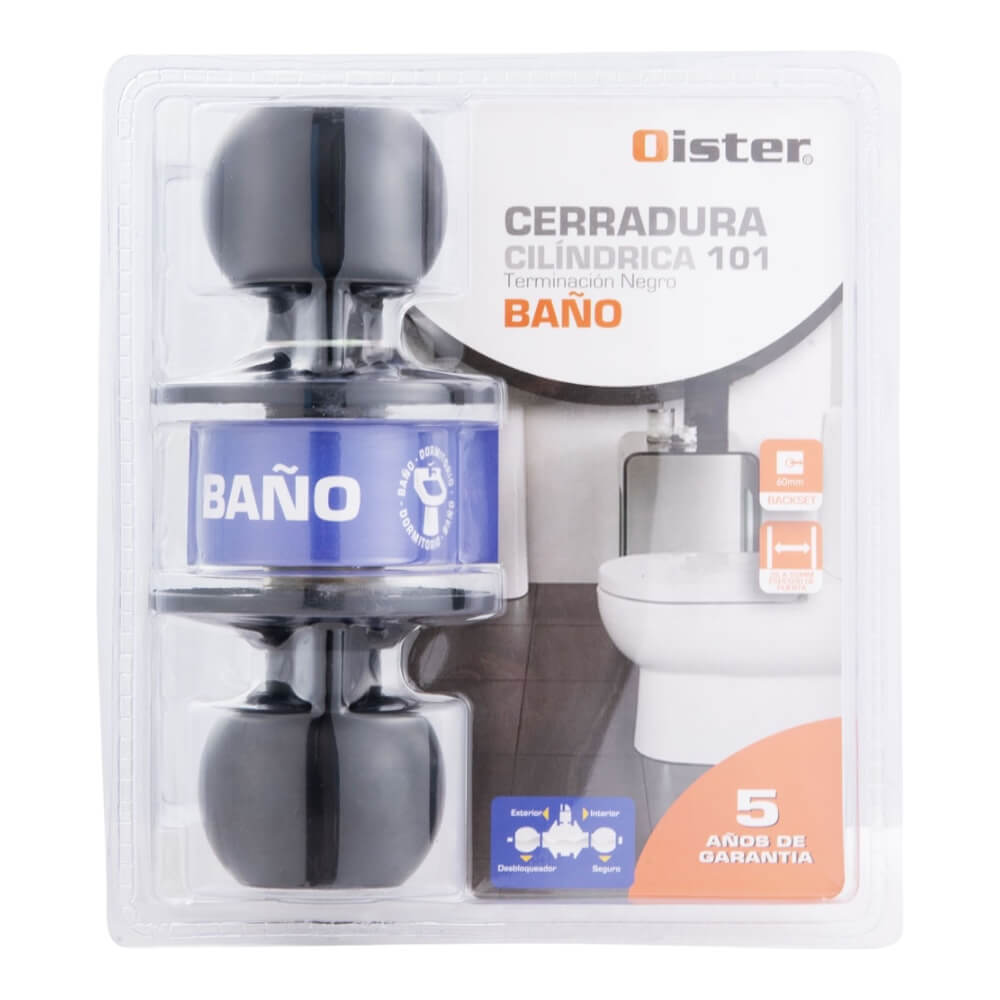 Cerradura cilíndrica Oister 101 Baño Negro CEP00013335