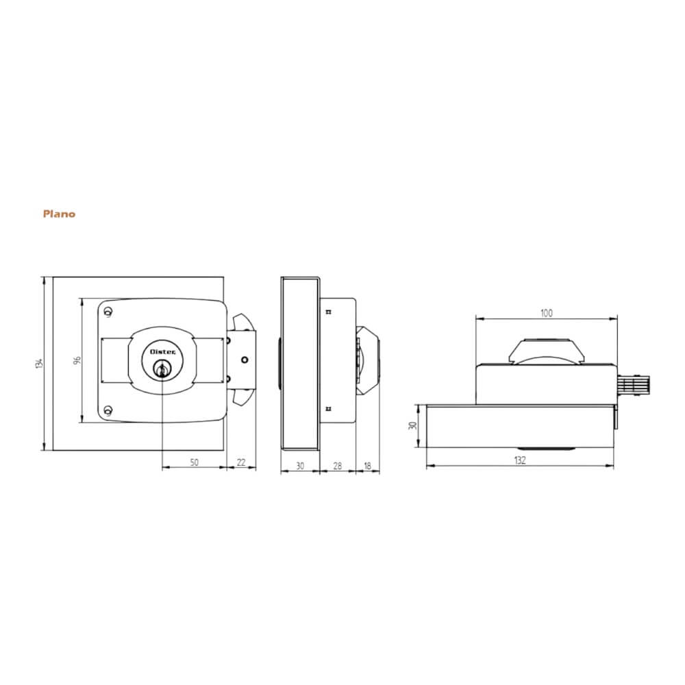 Cerradura Exterior Sobreponer Oister 112 Con Caja Metálica Para Portones Y Correderas CEP00013642