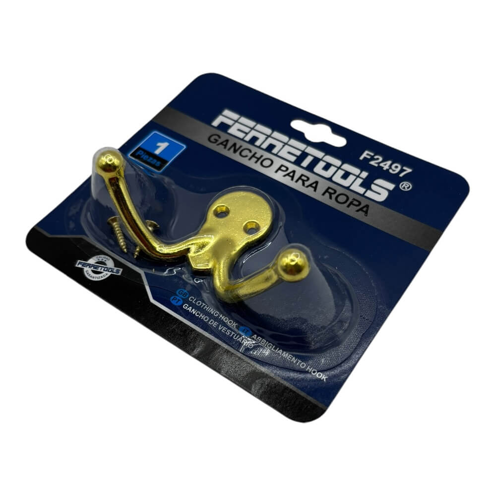 Gancho Perchero Doble Colgador Dorado F24972