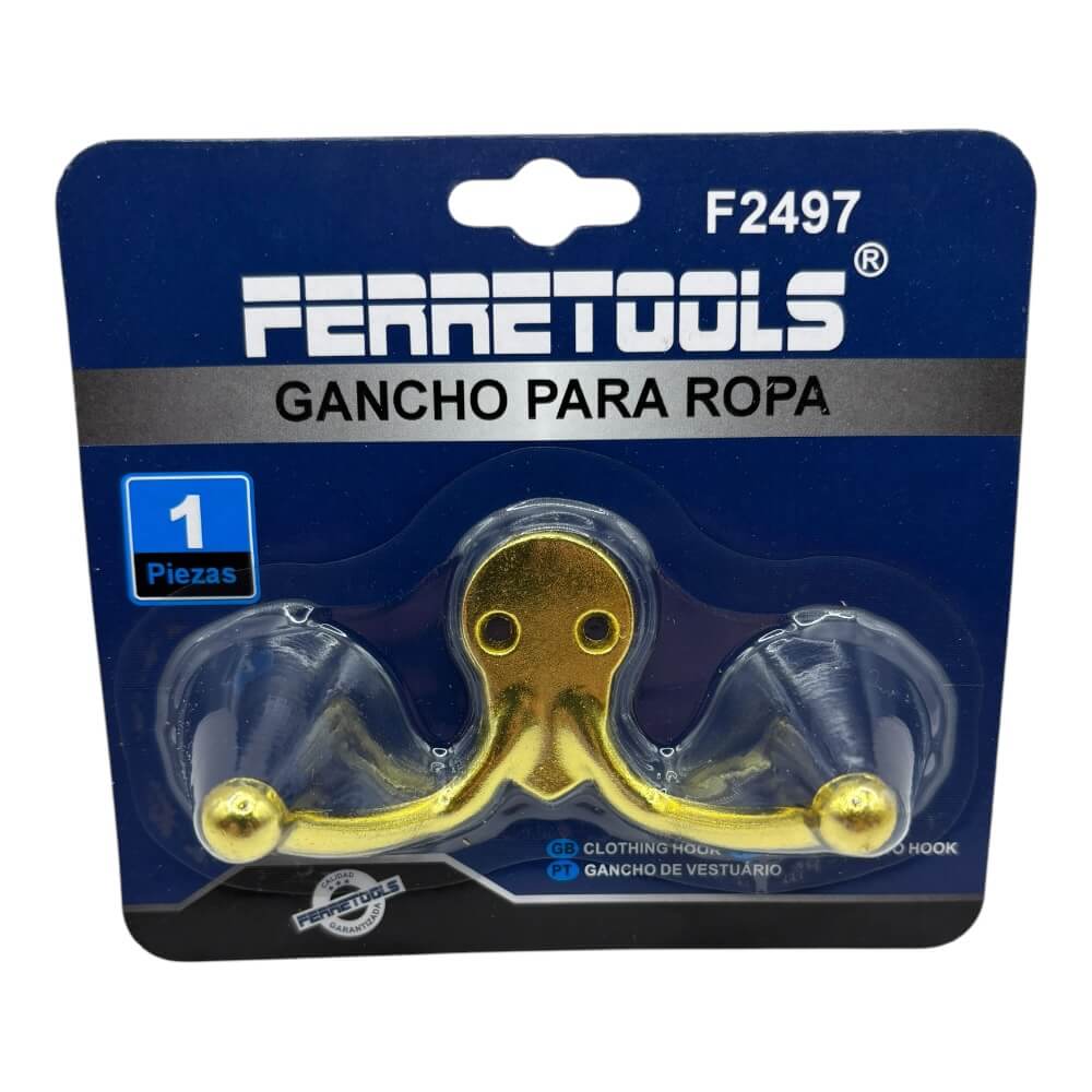 Gancho Perchero Doble Colgador Dorado F2497 0