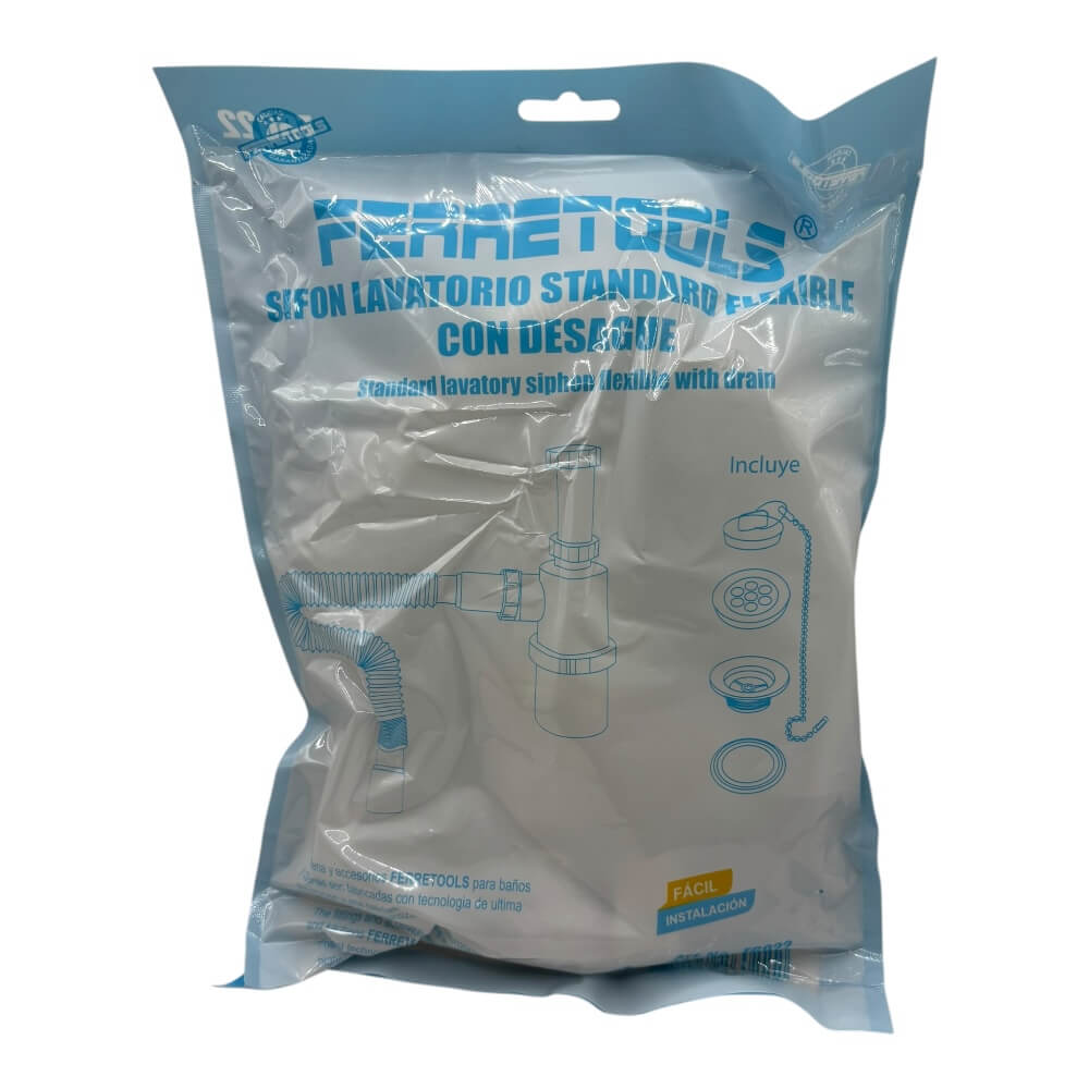 Sifon Lavatorio 1-1/2 Standard flexible con desague F60222