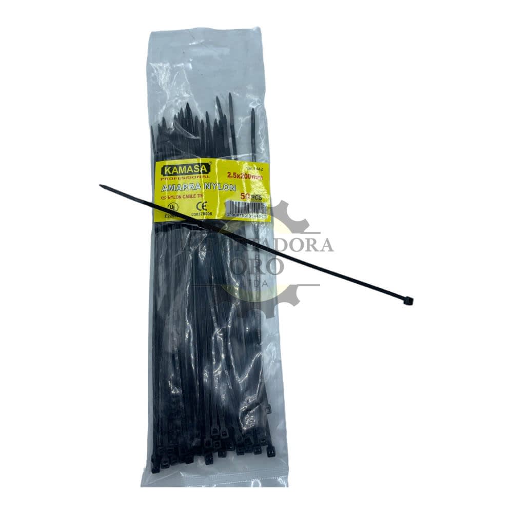Amarra Plastica Negra 2.5x200mm km1442n 0