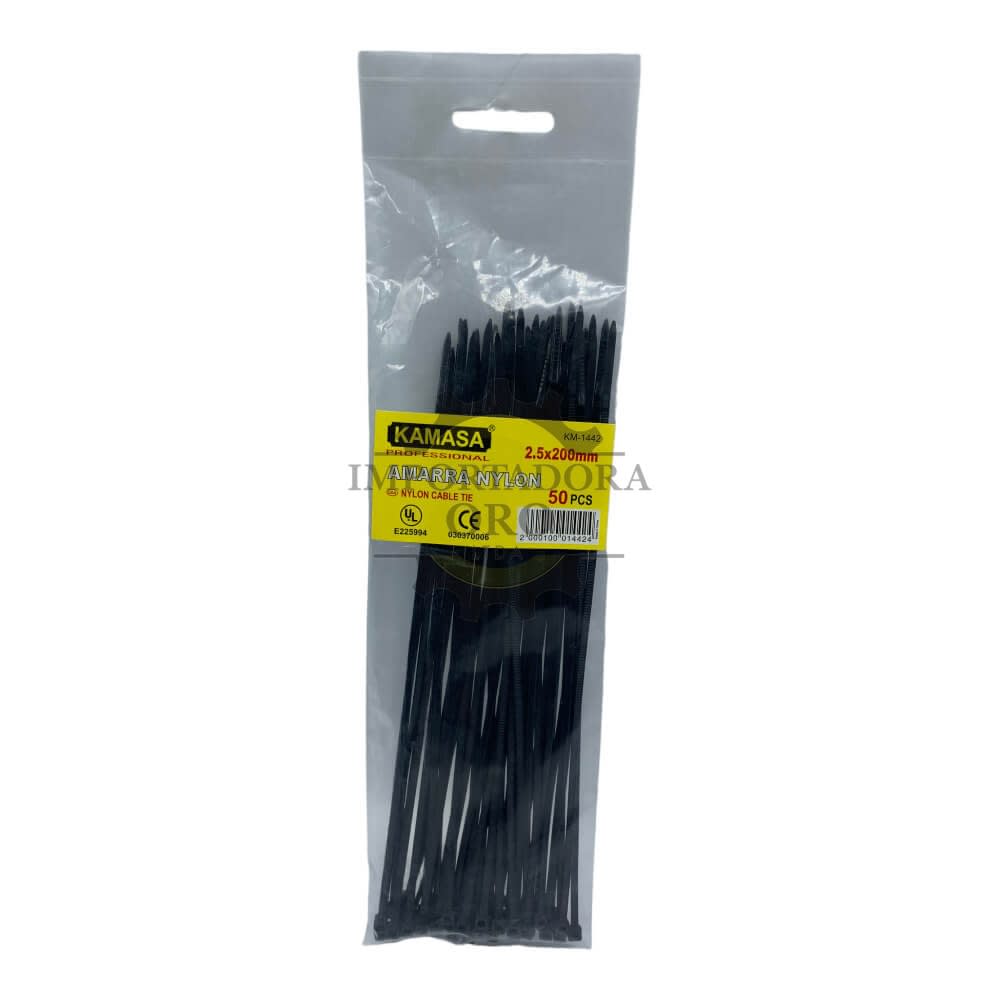 Amarra Plastica Negra 2.5x200mm km1442n2