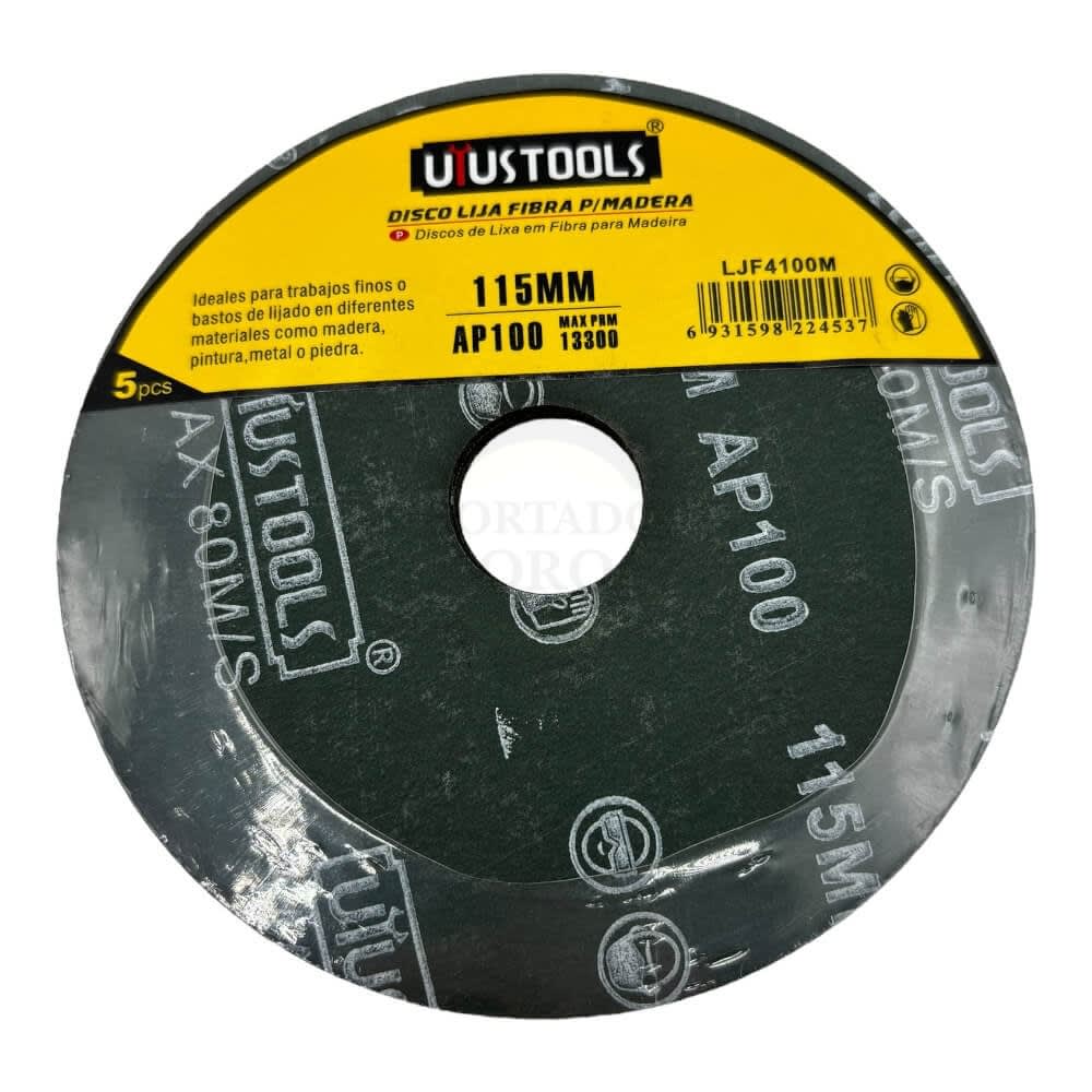 Juego de Lija de Fibra Para Madera 115mm P100 5pcs LJF4100M2