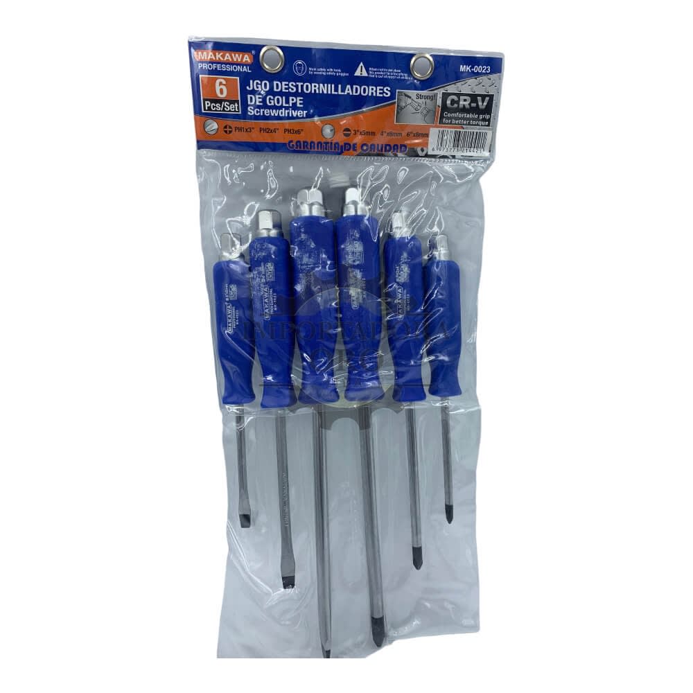 Juego de destornillador de golpe 6 piezas mk0023 0