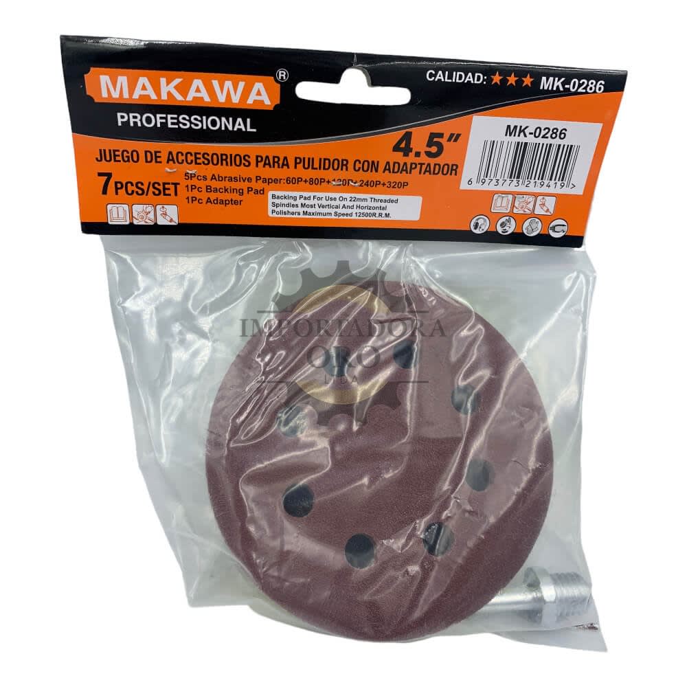 Disco para pulir con velcro 115mm 7 piezas mk02862