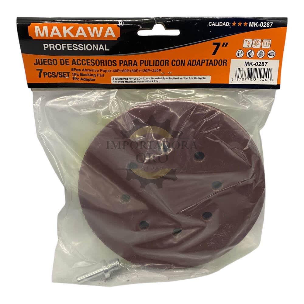 Disco para pulir con velcro 180mm 7 piezas mk02872