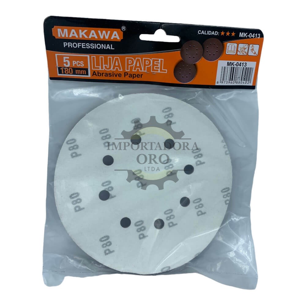 Juego de disco de lija con velcro 180mm 5 piezas Mk04132