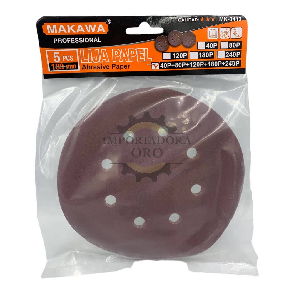 Juego de disco de lija con velcro 180mm 5 piezas Mk0413 0