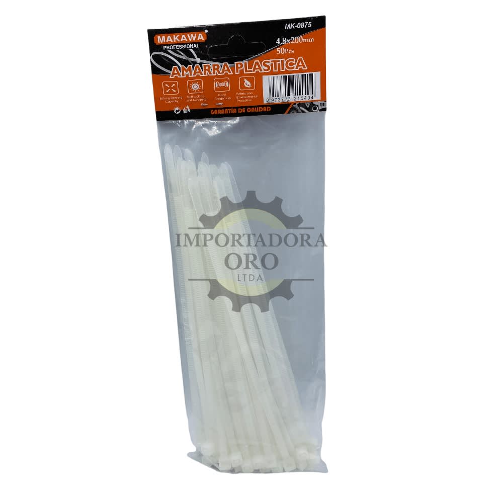 Amarra plastica Blanca 4.8x200mm Mk0875B 0