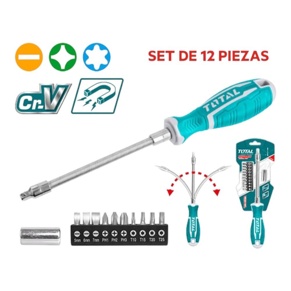 Juego destornillador con Eje Flexible 12pcs THT250FL1206 0