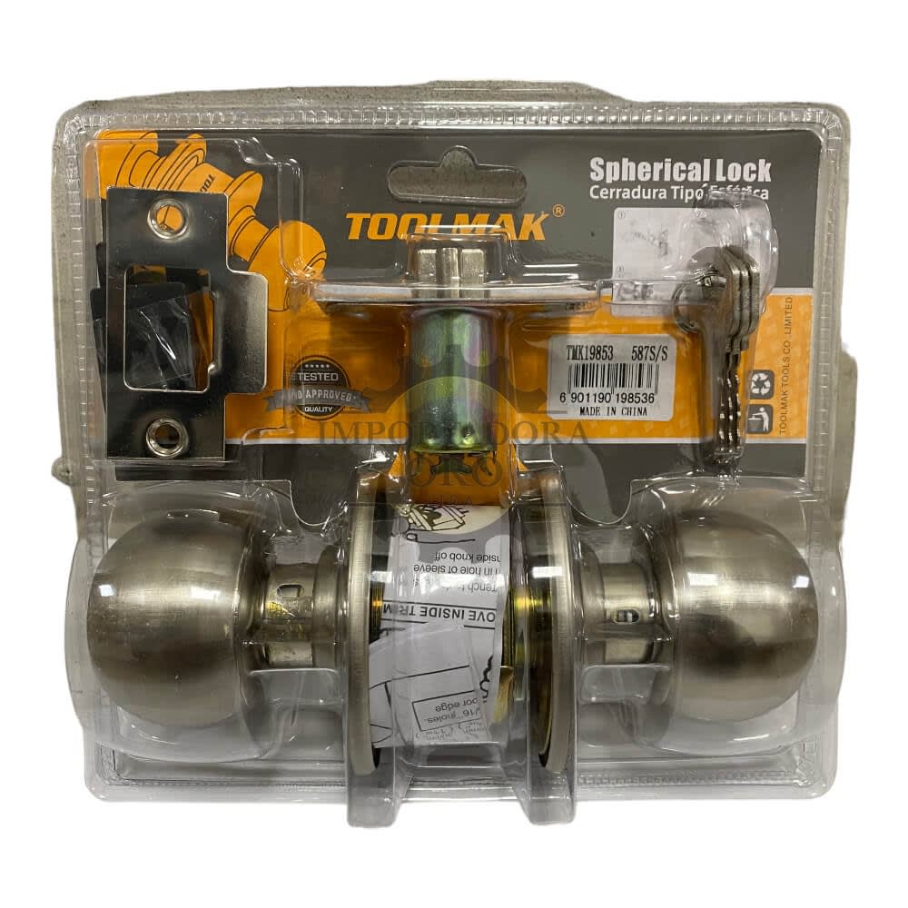 Cerradura Pomo Chapa Bola Color Gris2