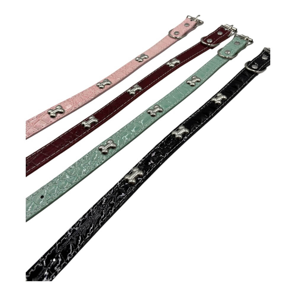 Collar Charol 3 Huesos 2x46cm 12 pcs Color Aleatorio ZCXA3062