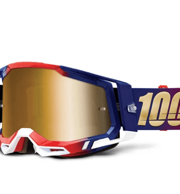 ANTIPARRA 100% RACECRAFT 2 GOGGLE UNITED-TRUE GOLD MIRROR LENS