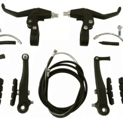 Set Frenos V-Brake Resina Manillas Piolas Y F