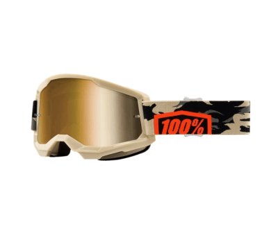 ANTIPARRA 100% STRATA 2 GOGGLE KOMBAT-TRUE GOLD MIRROR LENS