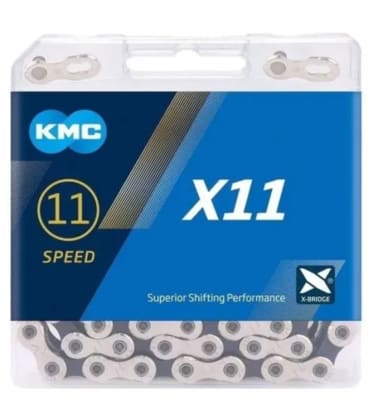 Cadena Kmc X11 11v Plata/negro 118 Links compatible Shimano Sram Campagnolo