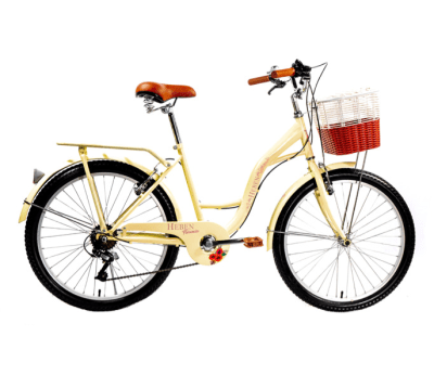 Bicicleta Heben Florencia 6v Aro 24 Crema