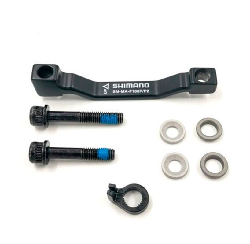 ADAPTADOR FRENO SHIMANO SM-MA-F180P/P2, FIXING BOLT(LONG X1, SHORT X1), SNAP RING(NEW) X1, WASHER-A1