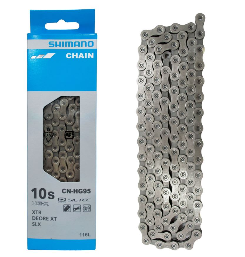CADENA SHIMANO 10V. CN-HG95 XT SHIMANO (116L) SUPER NARROW HG FOR MTB 10-SPEED 116 LINKS, W/O END PI1