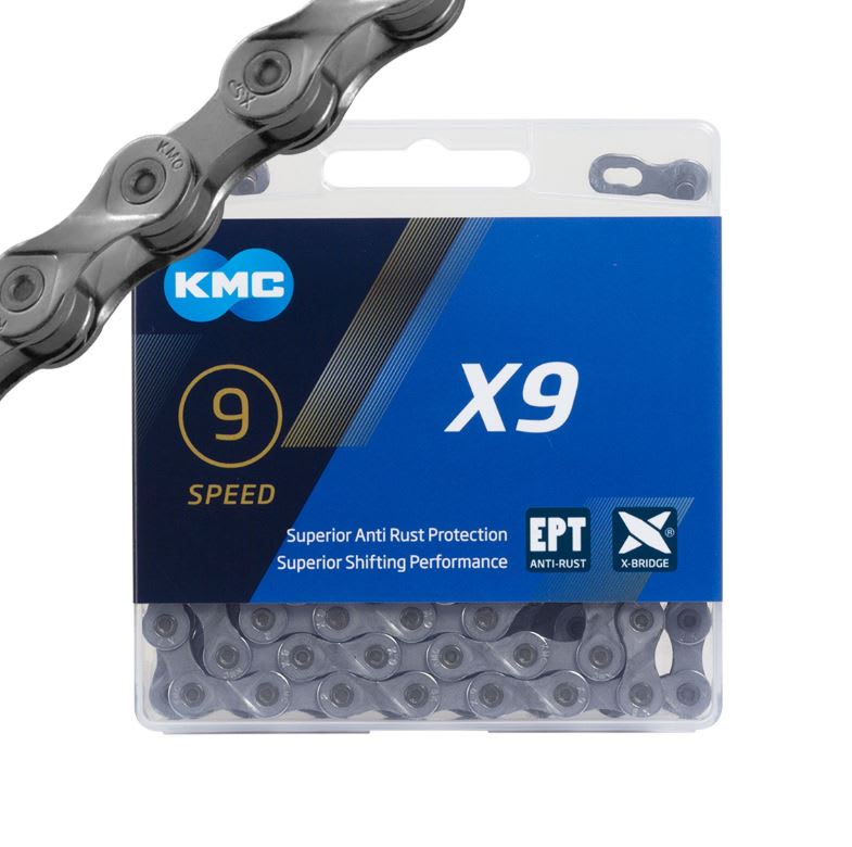 CADENA KMC X9 EPT 9 VELOCIDADES SHIMANO / CAMP / SRAM ANTIOXIDO1