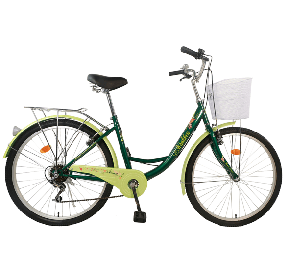 Bicicleta Paseo Krakken Atenea 26 Verde Oscuro/Verde Limón1