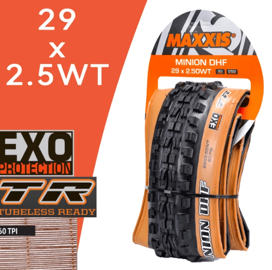 NEUMÁTICO KEVLAR MINION DHF 29 X 2.5 WT EXO TR  BANDA CAFÉ3